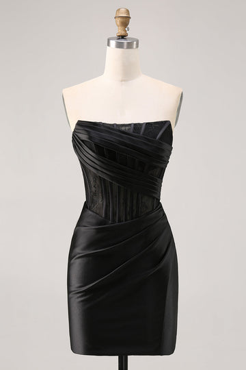 Corset Strapless Bodycon Lace Little Black Dress